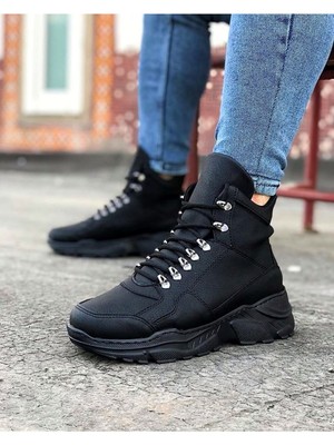 Hkursat HK07 Kömür Renk Uzun Bağcıklı  Bot