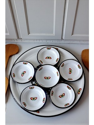 İnci Emaye 7 Parça Batdal Boy Emaye Kahvaltı Seti, Sunum, Kahvaltı Tabağı