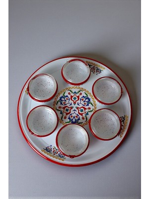 İnci Emaye 7 Parça Büyükboy Kapaklı Emaye Kahvaltı Seti, Sunum, Kahvaltı Tabağı, Reçellik, Çeyiz