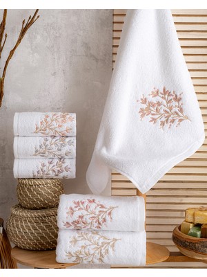 Hazangülü Collection Buldan Üretimi Çeyizlik Nakışlı Fulya 6'lı El/yüz Havlusu I 50X90