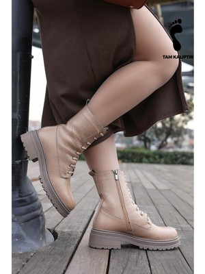 Fast Step Hakiki Deri Kürklü  Kadın Kalın Taban Bot 257KZA621