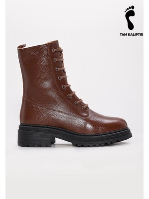 Fast Step Hakiki Deri Kürklü  Kadın Kalın Taban Bot 257KZA621