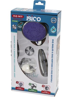 Luz&pos Kutulu Ambalaj 3in1 Duş Seti  Fonksiyonlu Krom Duş Başlık - Metal Duş Hortum - Mafsal=askı Vidalı