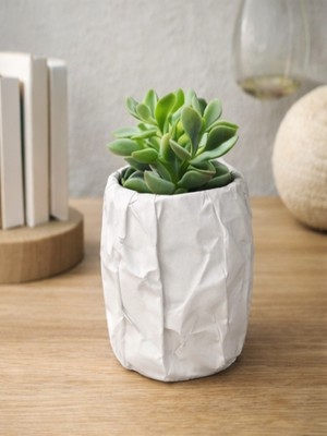 Lumiyo Modern Dekoratif Beton Saksı Beyaz