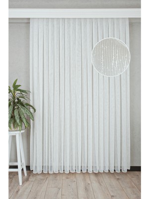 Paşamanlar Şantuklu Bambu Tül Perde 1/3 Sık Pileli Ütü Istemez Modern Tek Kanat