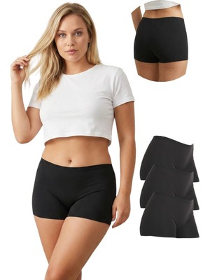 New Lilla 501 Basic Lazer Kesim Dikişsiz Kadın Boxer Külot 3'lü Paket
