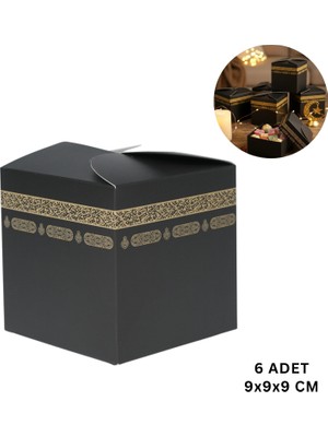 Roco Paper Co. Ramazan ve Bayram Için Kabe Şekilli Hediyelik Kutu - Mevlid ve Iftar Ikram Kutusu, 9X9X9 Cm, 6 Adet