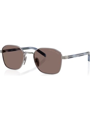 Prada Pr C50S 5AV05C 51 Unisex Polarize Geometrik Gri Metal Güneş Gözlüğü