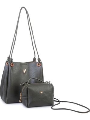 Nas Bag Kadın 2 Li Set Omuz ve Çapraz Çanta Haki Taba Victoria