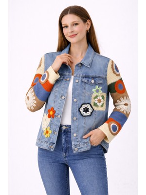 Centilmen Bdk Kol Örgü Detaylı Kot Ceket C425