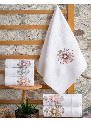 Hazangülü Collection Buldan Üretimi Çeyizlik Nakışlı Ela Kadife 6'lı Mutfak Havlusu I 30X50