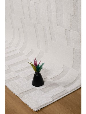 Valery Home Nero Antialerjik Yumuşacık Peluş Tuşeli Krem Dokuma Halı Salon Mutfak Koridor Halısı