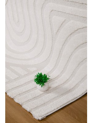 Valery Home Nero Antialerjik Yumuşacık Peluş Tuşeli Krem Dokuma Halı Salon Mutfak Koridor Halısı