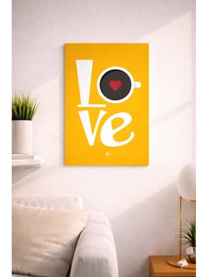 Love  Yazılı Turuncu Şık Tasarımlı Mdf Tablo (27X18)