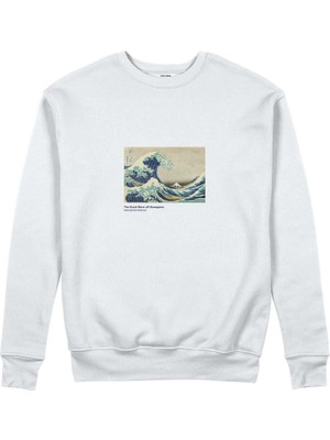 The Lucid Lab Kanagawa Oki Nami Ura Sweatshirt - Beyaz