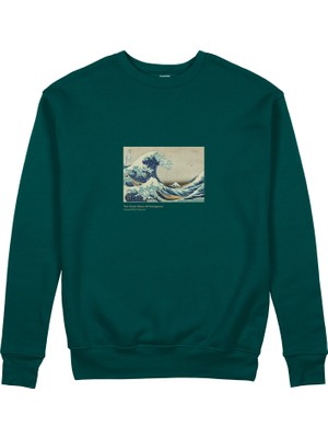 The Lucid Lab Kanagawa Oki Nami Ura Sweatshirt - Koyu Yeşil