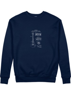 The Lucid Lab Gibson Les Paul Gitar Sweatshirt - Lacivert