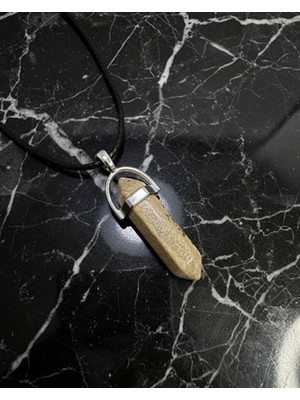 Meneva Aksesuar Odun Jasper Doğal Taş Çivi Model Kolye