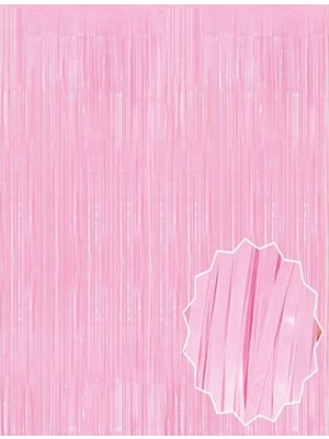 Ett Soft Pembe Püsküllü Kapı Perdesi - Parti, Baby Shower, Cinsiyet Partisi 1x2 M Dinç Store - 0049