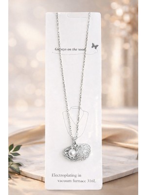 Vipfoni Deniz Kabuğu Içerisinde Inci Taneli Çelik Kolye