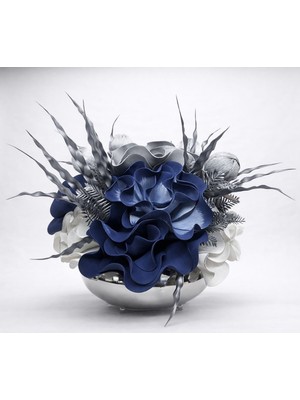Maviessa Gümüş Vazo Mavi Aranjman