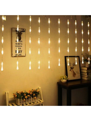 Oktay Sesal Kır Düğünü Aydınlatma Işığı Su Damlası Salkım LED Işık Gün Işığı LED Işık 3x1.20 cm Salkım LED Işık