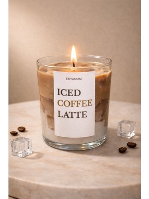 Ice Coffee Latte Kahve Konseptli Bardak Mum-El Yapımı Soya Mum& Jel Mum