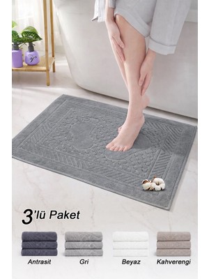 Vionel Home Pamuklu Ayak Havlusu | 3’lü Paket | Havlu Paspas Seti | Banyo Paspası | Otel Serisi | 50X70 cm