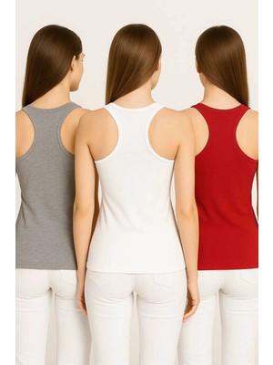 Gümüş 3 Adet Sporcu Atlet Gri-Beyaz-Kırmızı Pamuklu