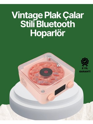 Teknodayım Vintage Tarz Bluetooth Hoparlör – Gece Işığı ve Zaman Göstergeli