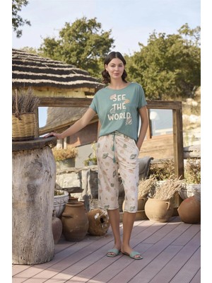 Lyyn Arias Closet Desenli ve Baskılı "see The World" Kapri Takımı
