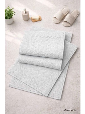 Mira Home 3lü Pamuklu Ayak Havlusu Seti Kabartma Desenli 50X70 cm Açık Gri