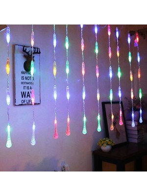 Oktay Sesal Cam Balkon Dekor Aydınlatma Su Damlası Salkım LED Işık 3 Metre 1.20 cm Dal Salkım Renkli LED Işık