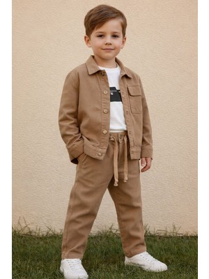 Ugly Duck 03-08 Yaş Keten Ceketli Üçlü Fitilli Takım - Bej