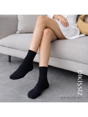 Kadın Roll-Top Lastiksiz Dikişsiz Bambu Soket Çorap 4 Çift