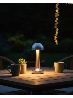 Teknodayım Şarjlı Kablosuz Mantar Masa Lambası Dokunmatik 3 Renk LED Modern Tasarım