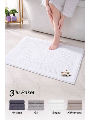 Vionel Home Pamuklu Ayak Havlusu | 3’lü Paket | Havlu Paspas Seti | Banyo Paspası | Otel Serisi | 50X70 cm
