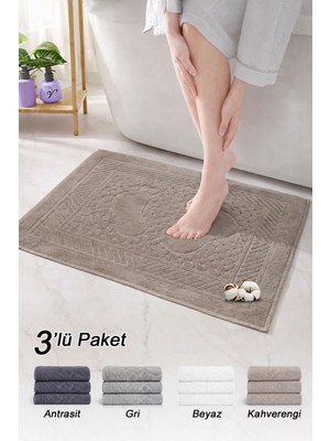 Vionel Home Pamuklu Ayak Havlusu | 3’lü Paket | Havlu Paspas Seti | Banyo Paspası | Otel Serisi | 50X70 cm