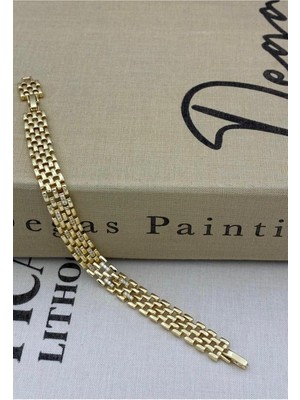 Hedef Bujiteri 14K Gold Renk Kalın Hasır Model Bileklik CM30