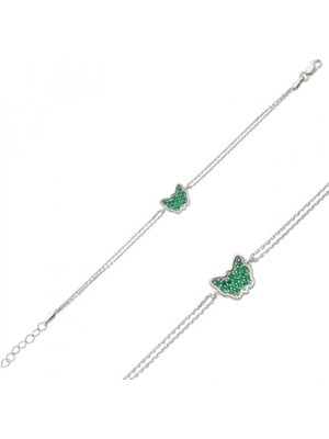 Supertrend Gümüş Yeşil Kelebek Bayan Bileklik