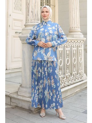 İlkimay.com Eteği Piliseli Saten Ikili Takım 1693