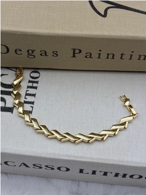 Hedef Bujiteri 14K Gold Renk Zikzak Model Basıc Bileklik CM76