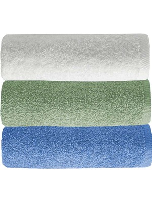 Mira Home 3 Lü Düz Renk El Yüz Havlu Seti %100 Pamuklu 50X90 cm Mavi-Yeşil-Beyaz