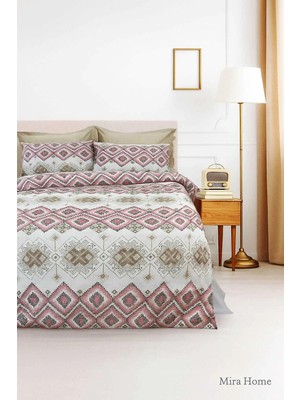 Mira Home Çift Kişilik Pamuklu Nevresim Takımı Kareli Motifli
