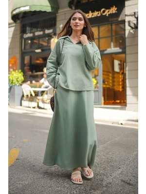 Molly Nelly Kadın Keten Etek Bluz Ince Yazlık Takım