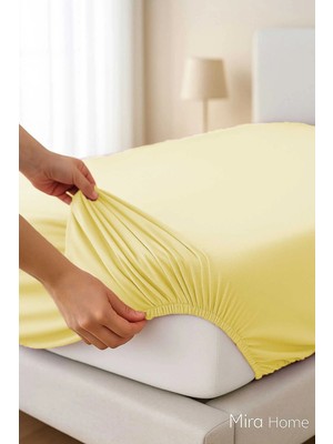 Mira Home Çift Kişilik Düz Penye  %100 Pamuklu Lastikli Çarşaf 180X200 Newsheet Sarı