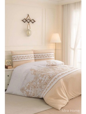 Mira Home Çift Kişilik Pamuklu Nevresim Takımı Sarmaşık Bej