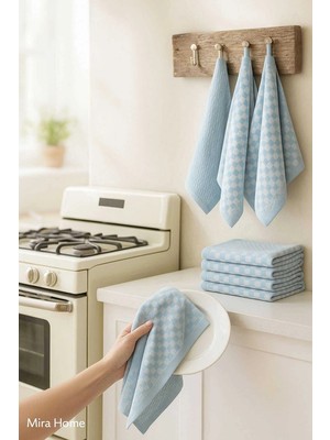 Mira Home 10 Lu Dama Desenli Mutfak Kurulama Bezi 50X70 cm  Mavi