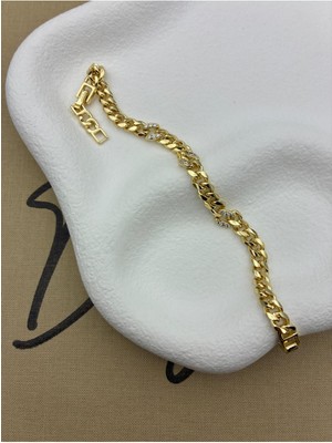 Hedef Bujiteri 14K Gold Renk Zirkon Taşlı Gurmet Model Bileklik Cm6