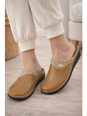 Liarca Kahverengi Kadın Önü Kapalı Hafif Taban Kaymaz Terlik